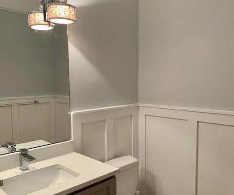 wall trim in a bathroom as part of a home makeover