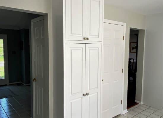 remodeled kitchen in maryland has white cupboards and cabinets