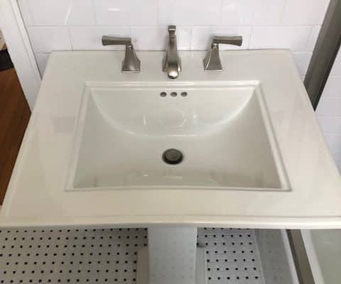 new modern sink installation bathroom remodel