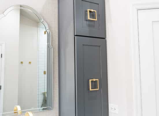 bathroom cabinet installation as part of bathroom remodel